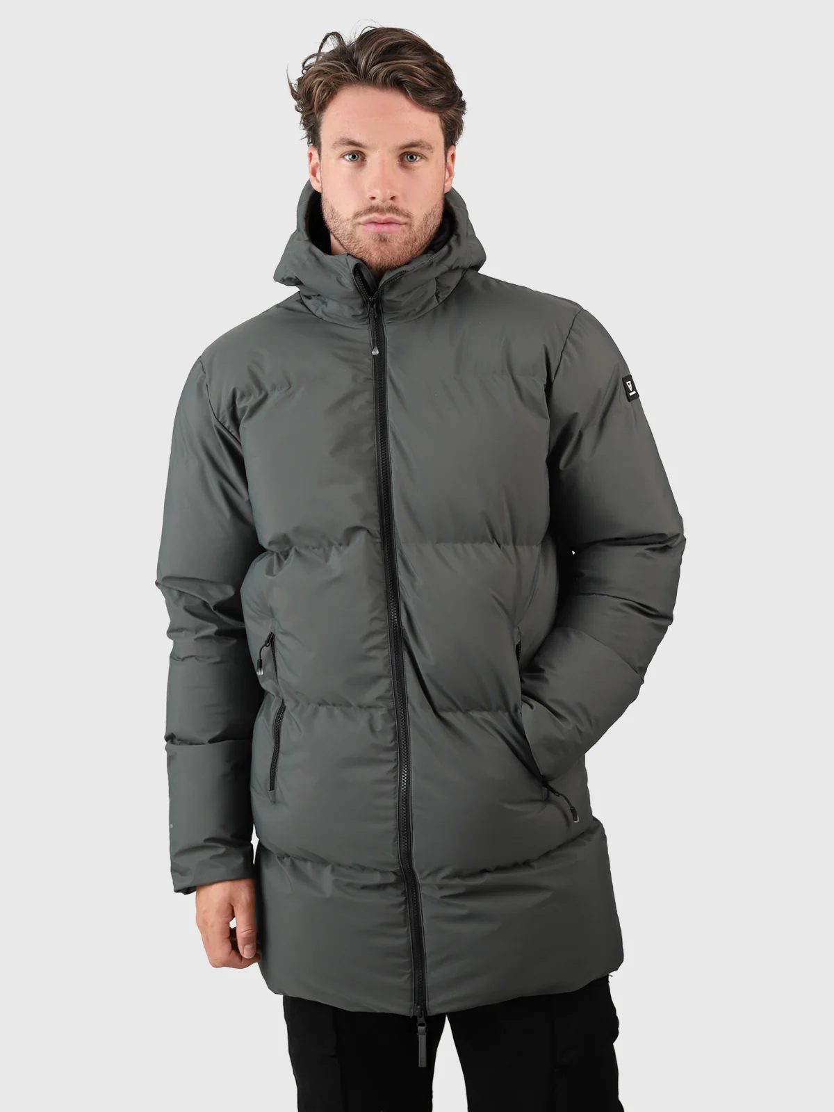 Bigmain Men Long Puffer Jacket | Mud Green - Image 3