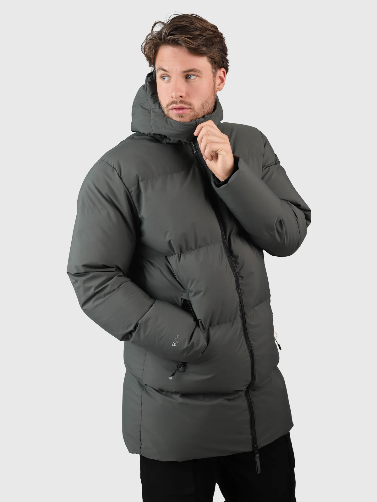 Bigmain Men Long Puffer Jacket | Mud Green - Image 5