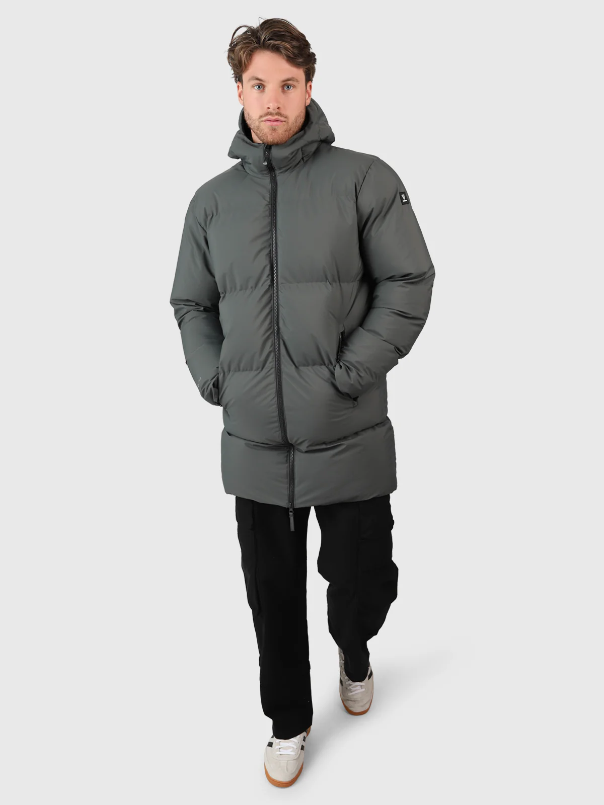Bigmain Men Long Puffer Jacket | Mud Green - Image 6
