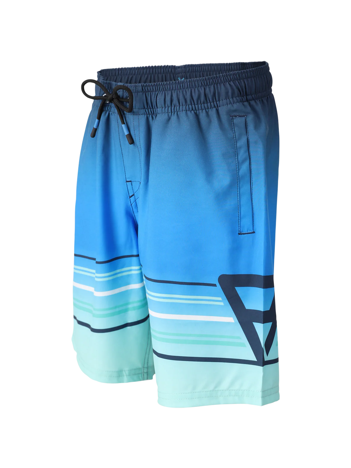 Bru-conicy-Gradient Stripe Boys Swim Shorts | Neon Blue - Image 3