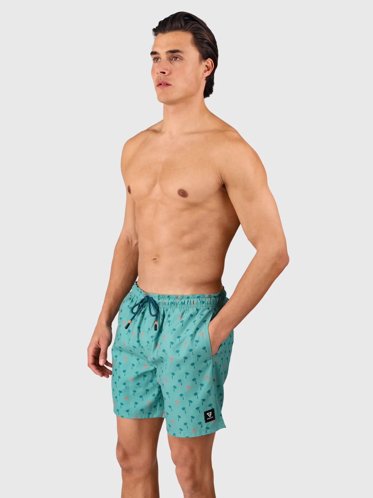 Cester-Mini Men Swim Shorts | Mini Palm Aqua Bottle Green - Image 4
