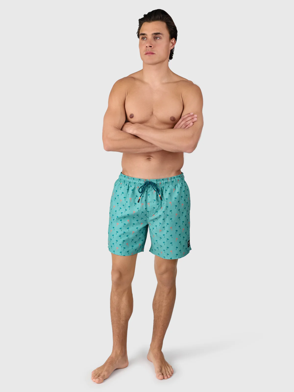 Cester-Mini Men Swim Shorts | Mini Palm Aqua Bottle Green - Image 5