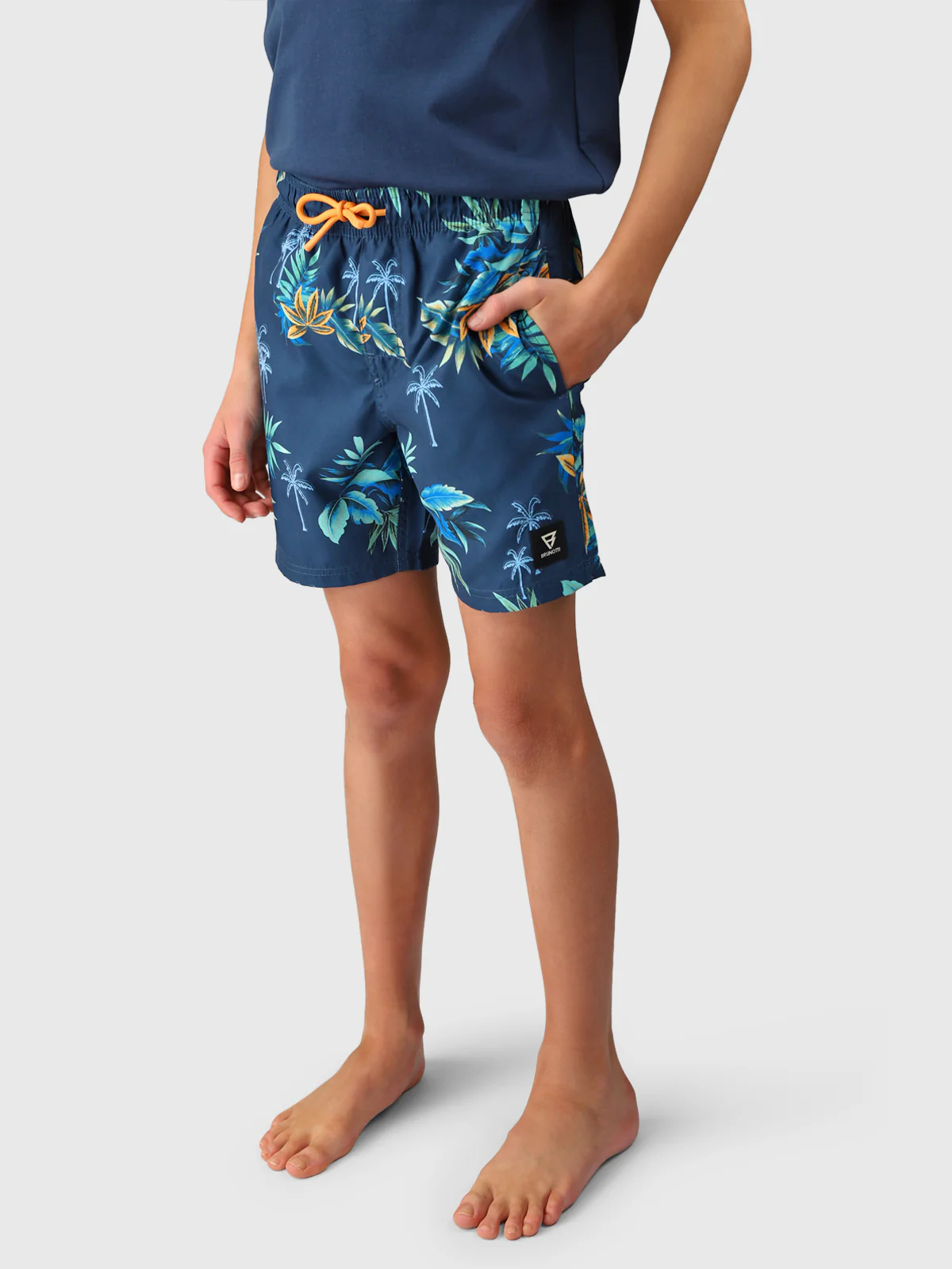 Cestery-Tropical Boys Swim Shorts | Night Blue - Image 4