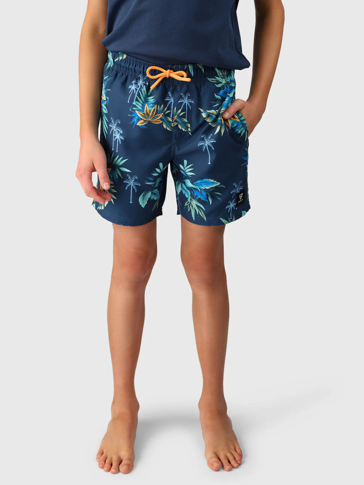 Cestery-Tropical Boys Swim Shorts | Night Blue - Image 5