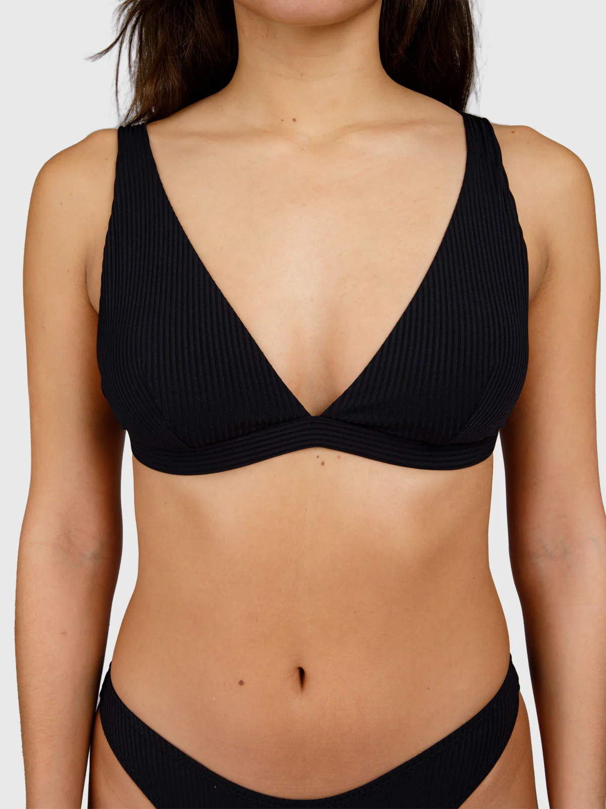 Fortelle-Rib Women Bikini Top | Black