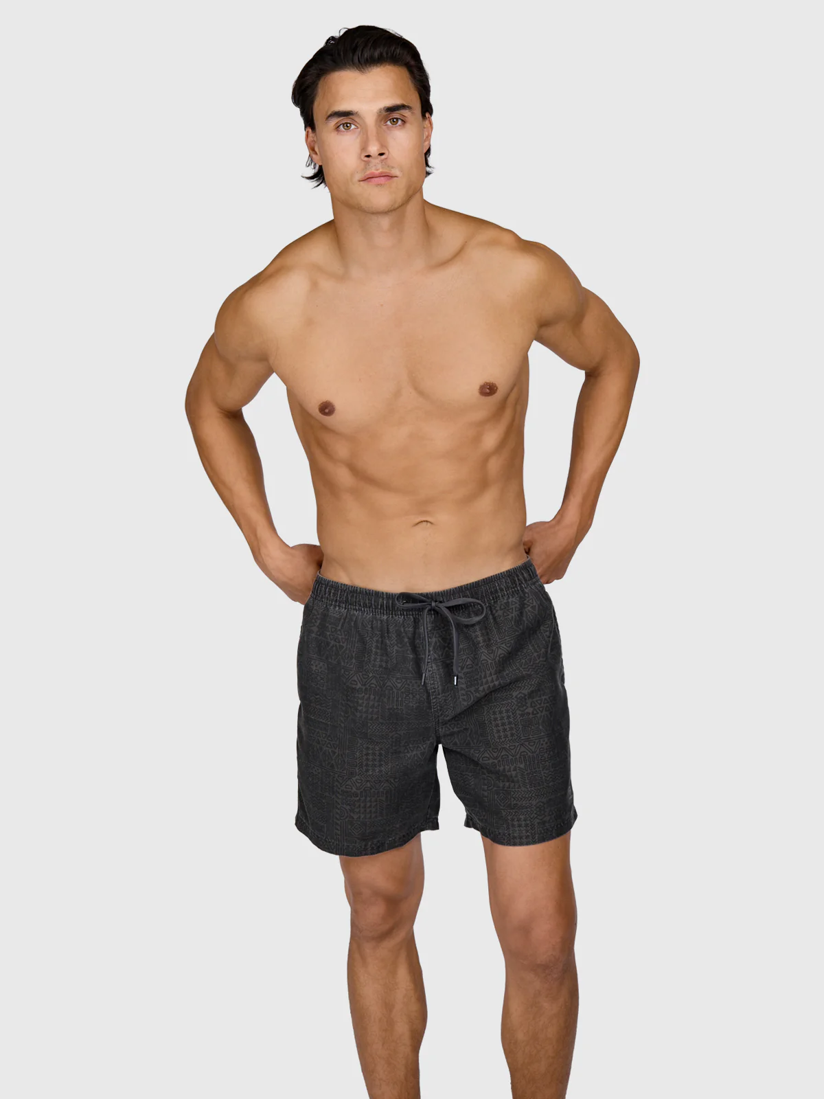 Helios-Print Men Swim Shorts | Black - Image 4
