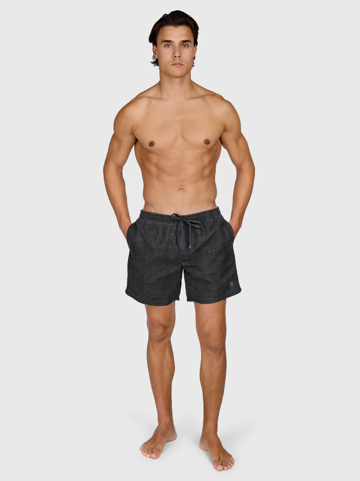 Helios-Print Men Swim Shorts | Black - Image 5