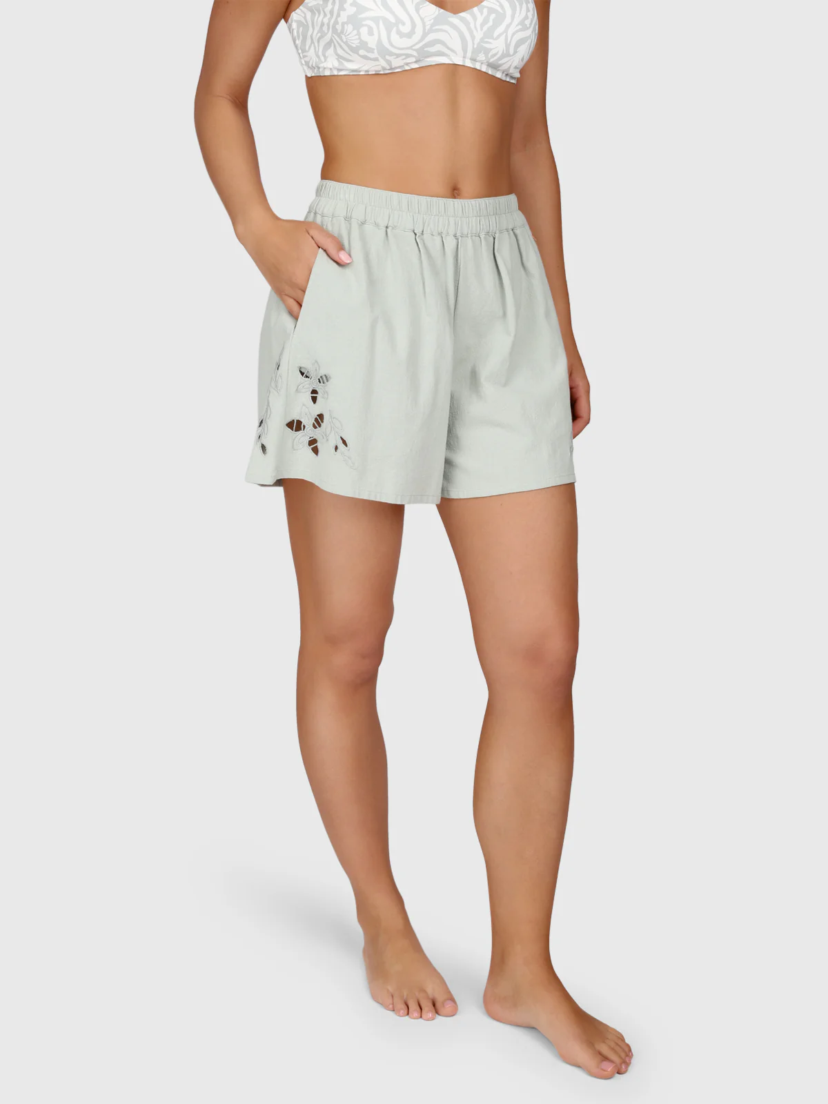 Julee Women Shorts | Aqua Grey - Image 6