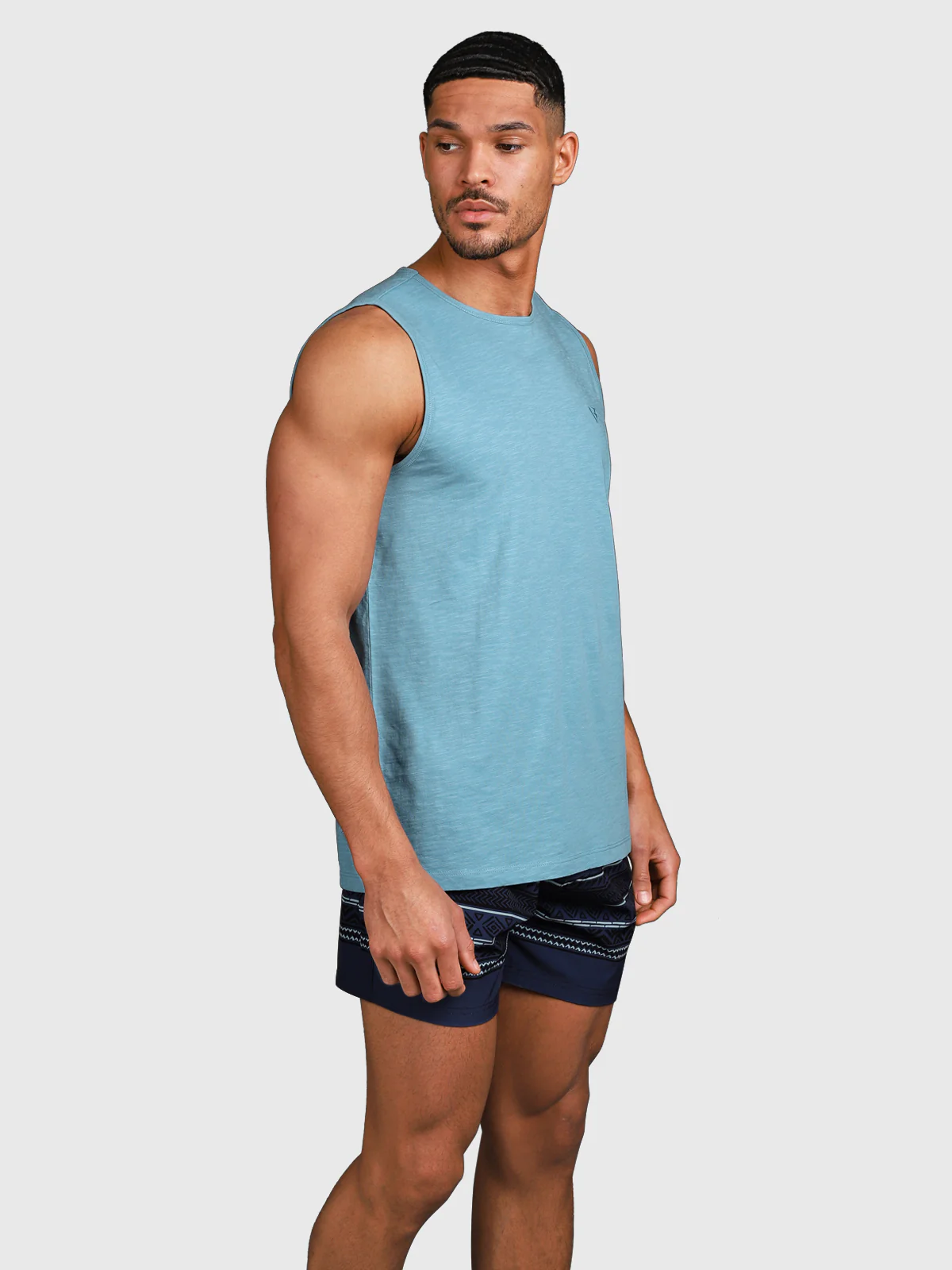 Malaku-Slub Men Singlet | Adriatic Blue - Image 3