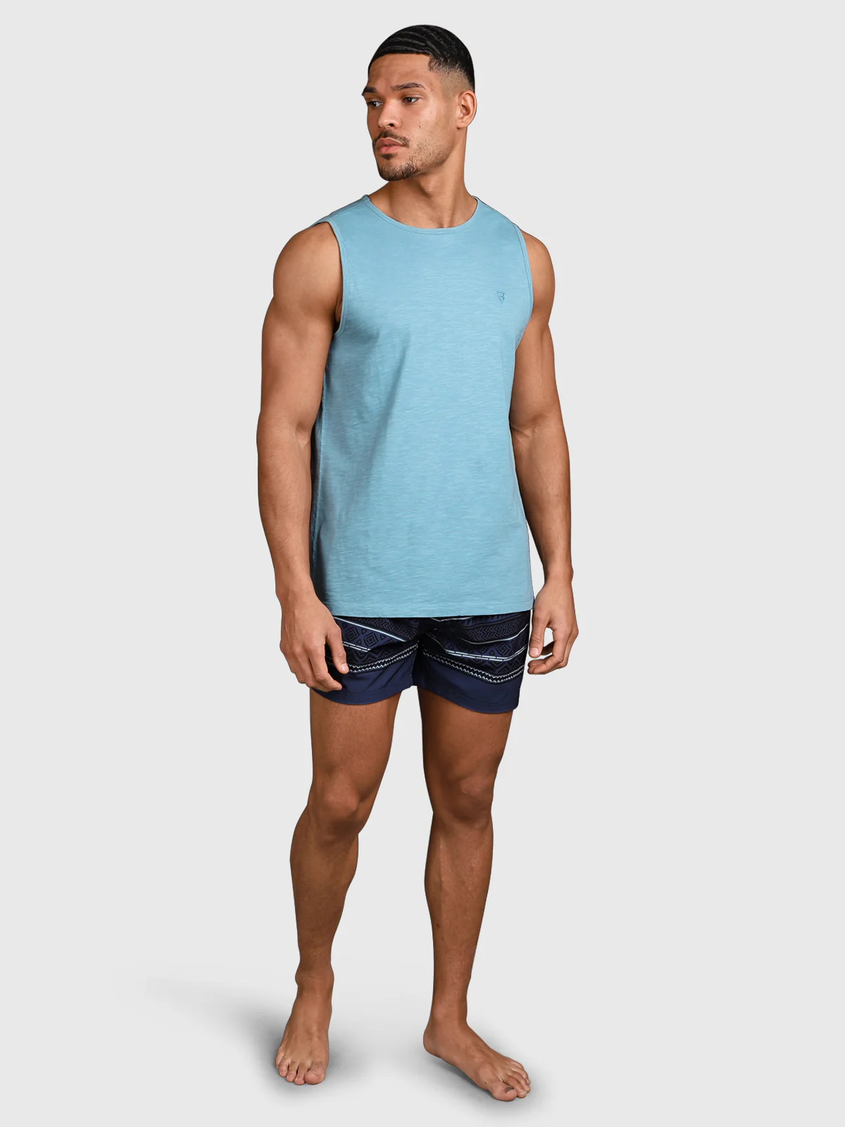Malaku-Slub Men Singlet | Adriatic Blue - Image 5