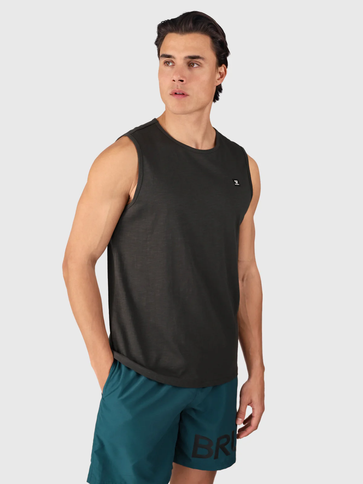 Malaku-Slub Men Singlet | Pirate Black - Image 3