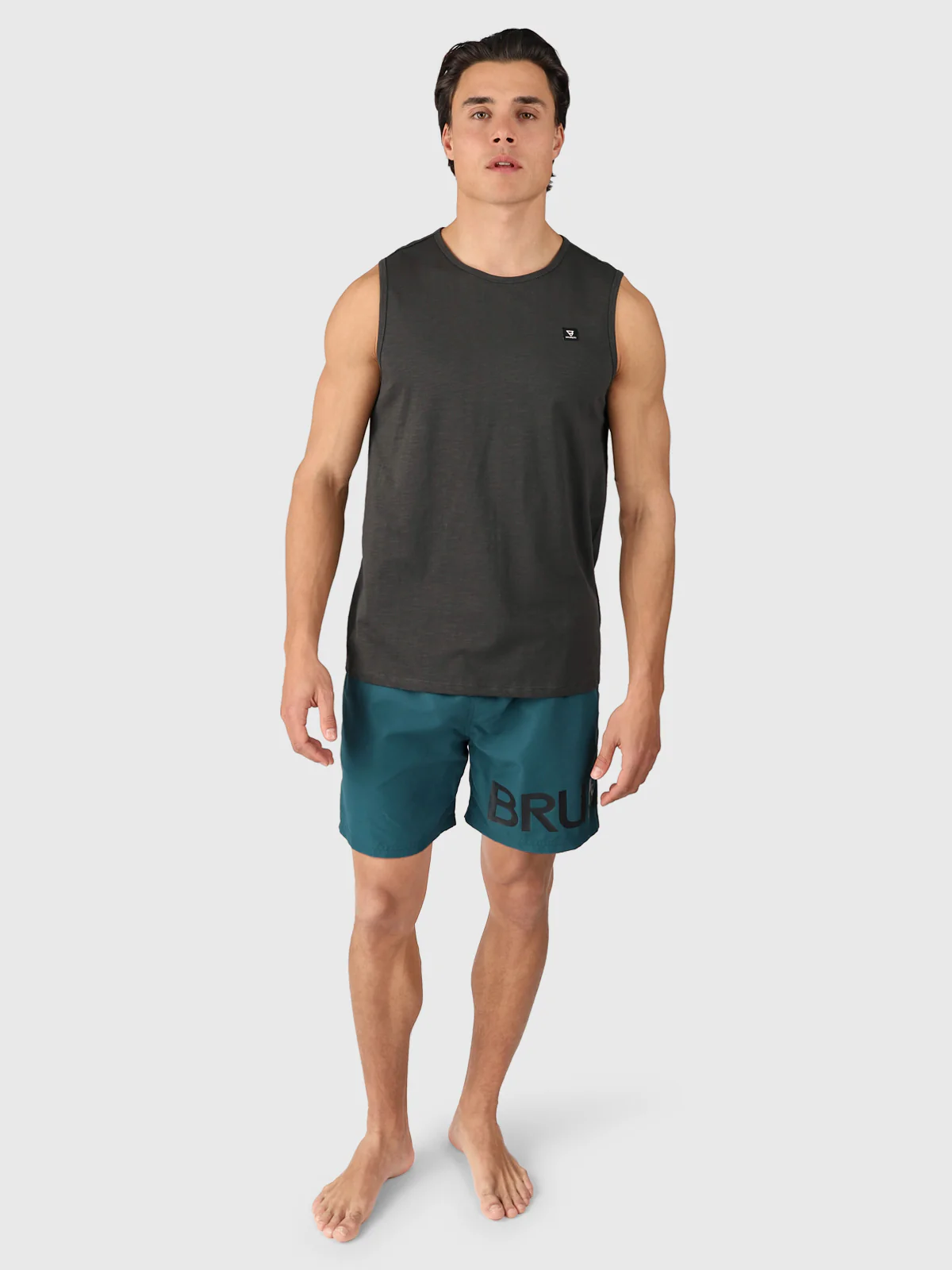 Malaku-Slub Men Singlet | Pirate Black - Image 5