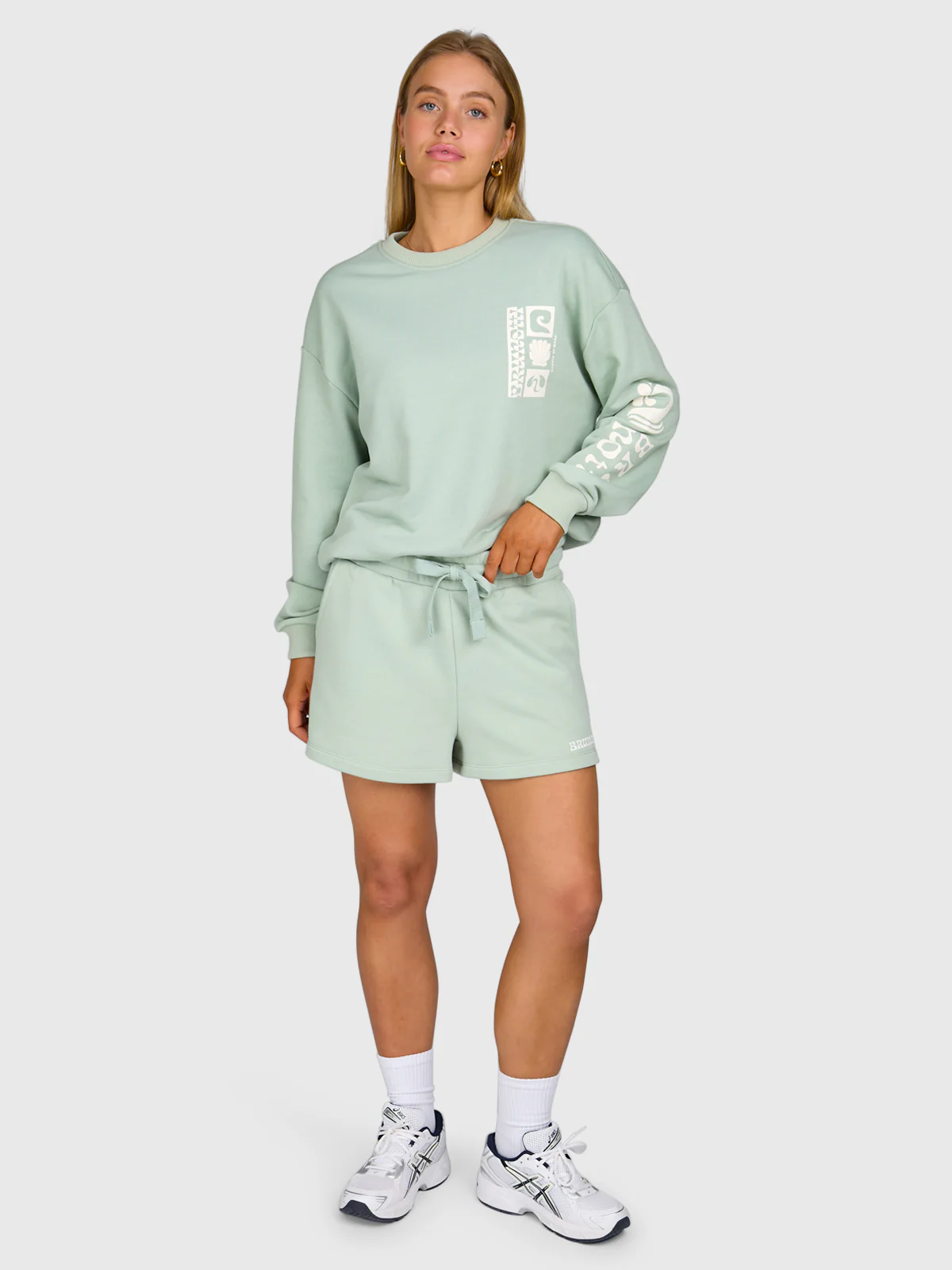 Milly Women Sweat Short | Aqua Grey - Image 2