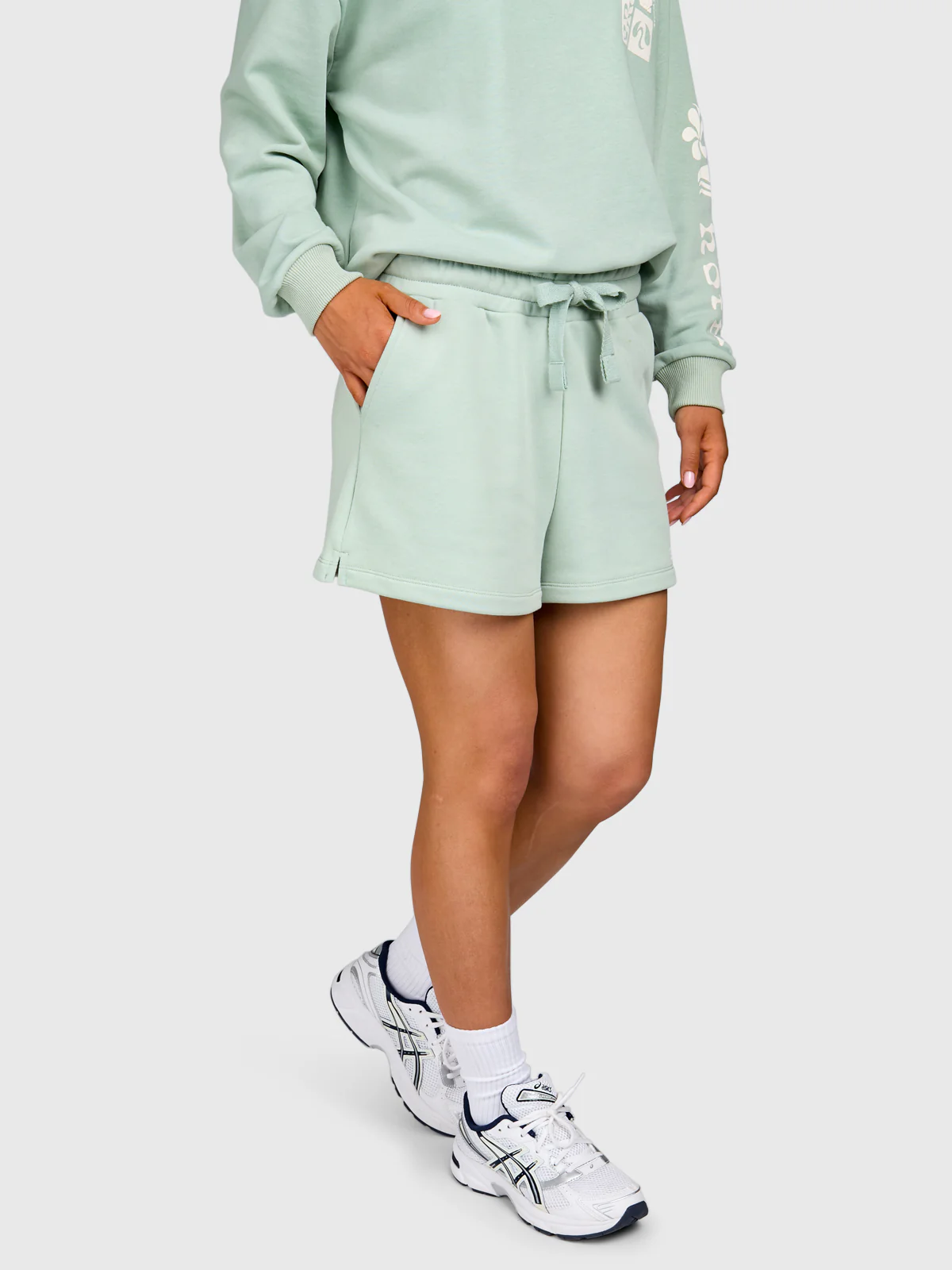 Milly Women Sweat Short | Aqua Grey - Image 5
