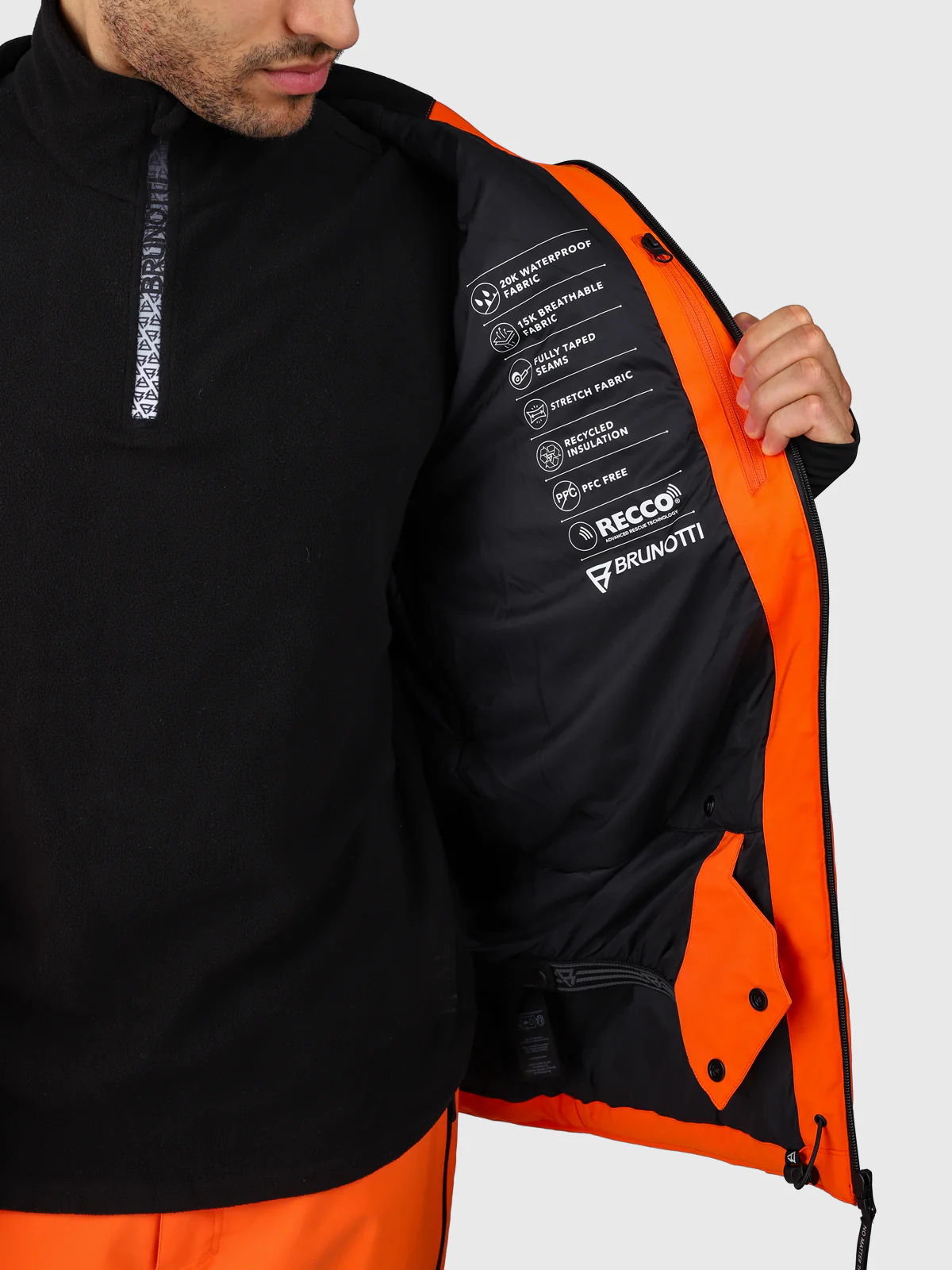 Norrow Men Snow Jacket | Punch Orange - Image 13
