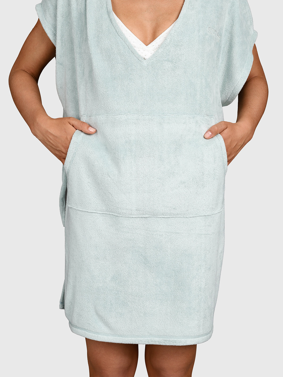 Paige Women Poncho | Aqua Grey - Image 11