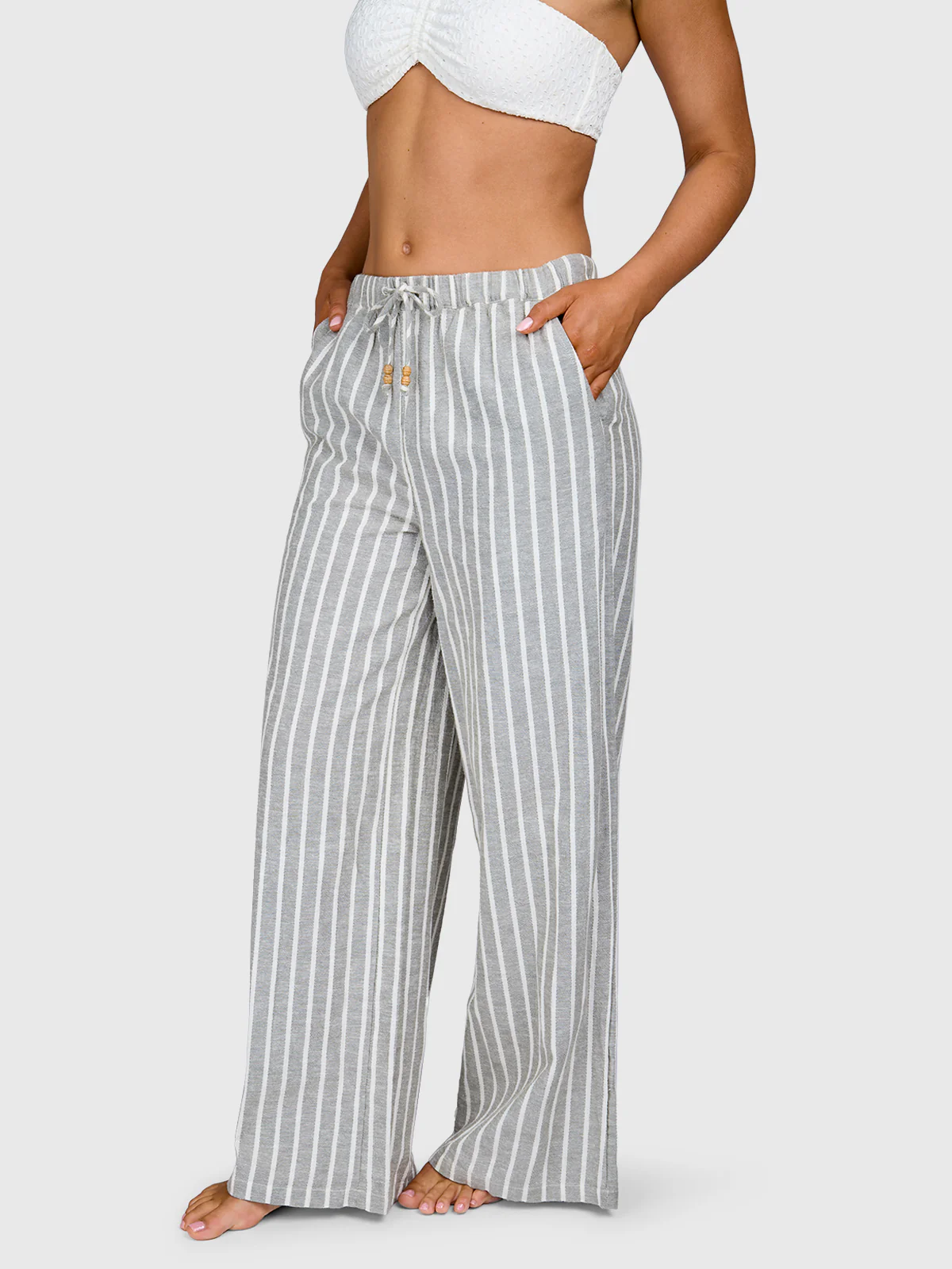 Pantella-Stripe Women Pants | Snow - Image 4