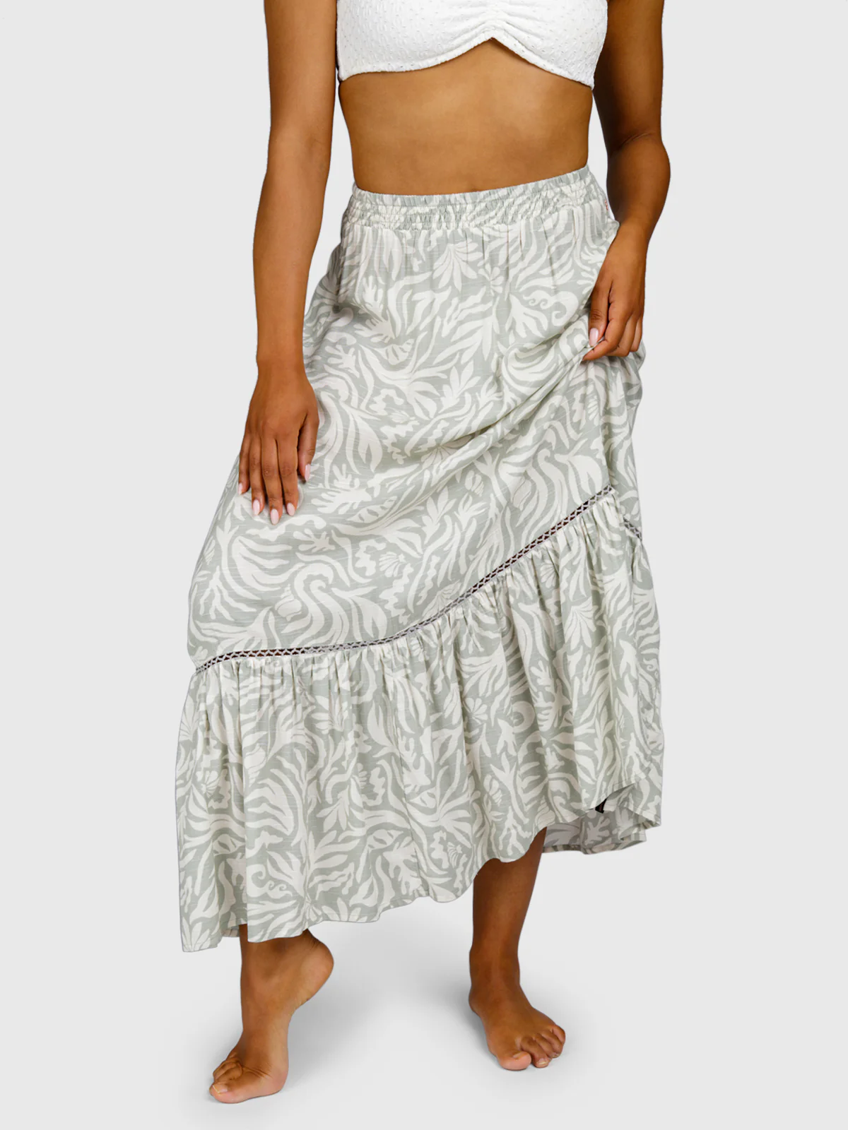 Romaine-Print Women Skirt | Aqua Grey