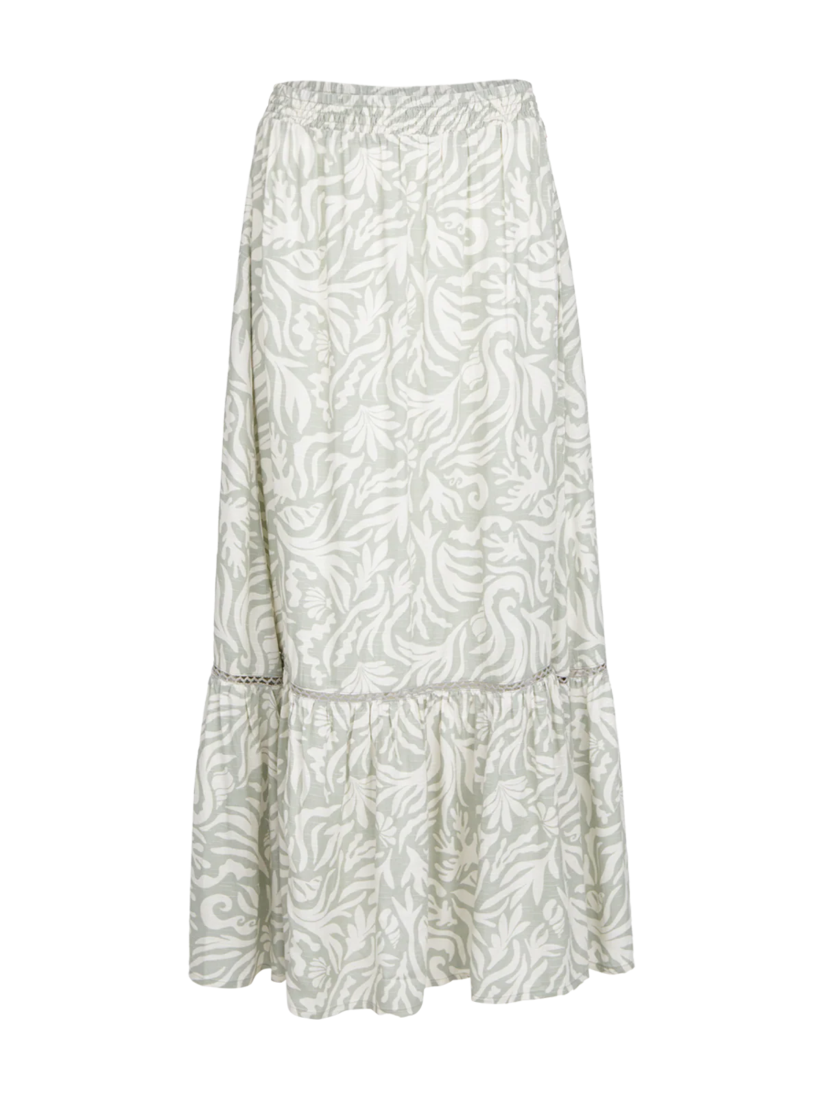 Romaine-Print Women Skirt | Aqua Grey - Image 6