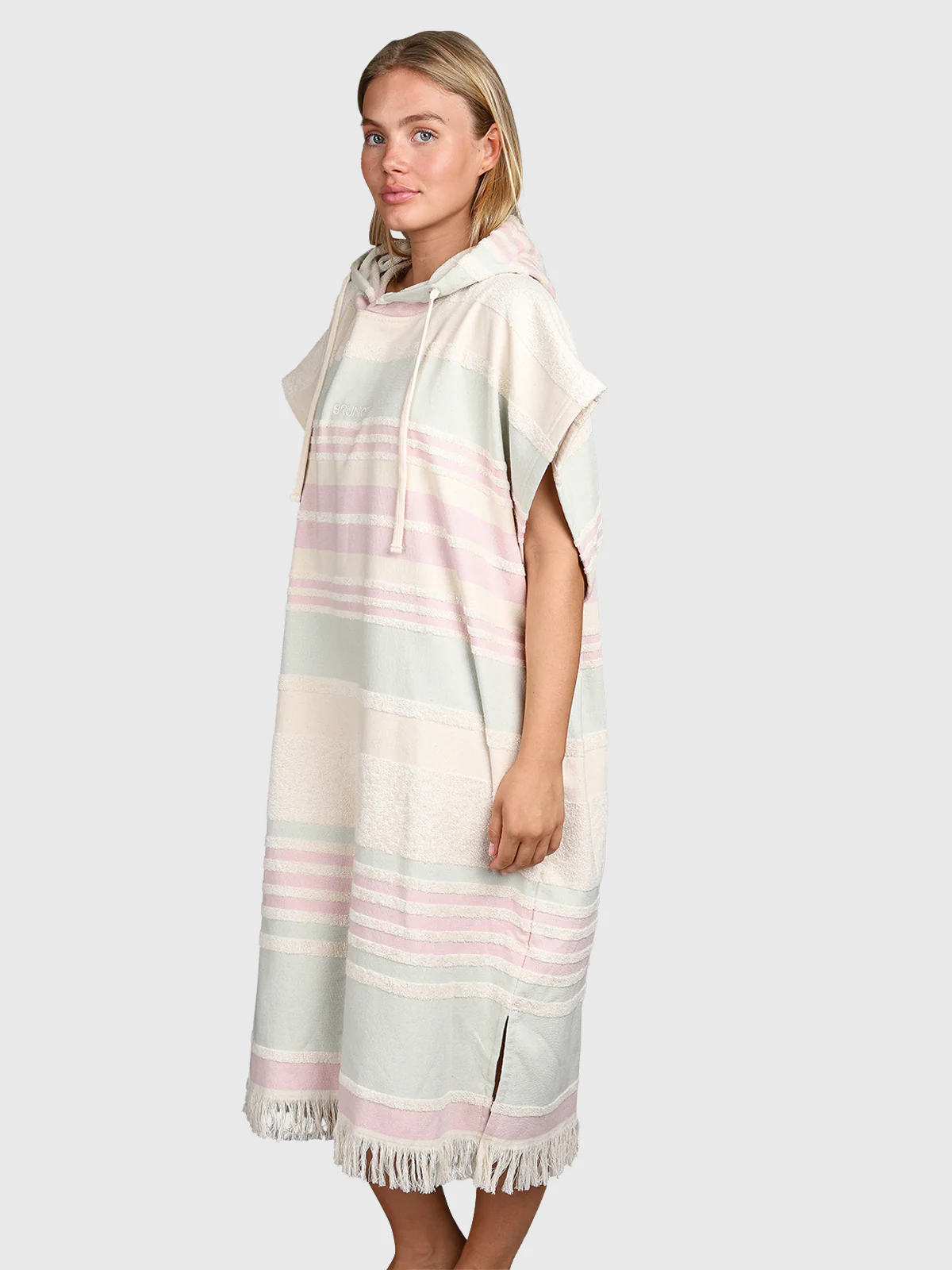 Stripey Women Poncho | Aqua Grey - Image 4
