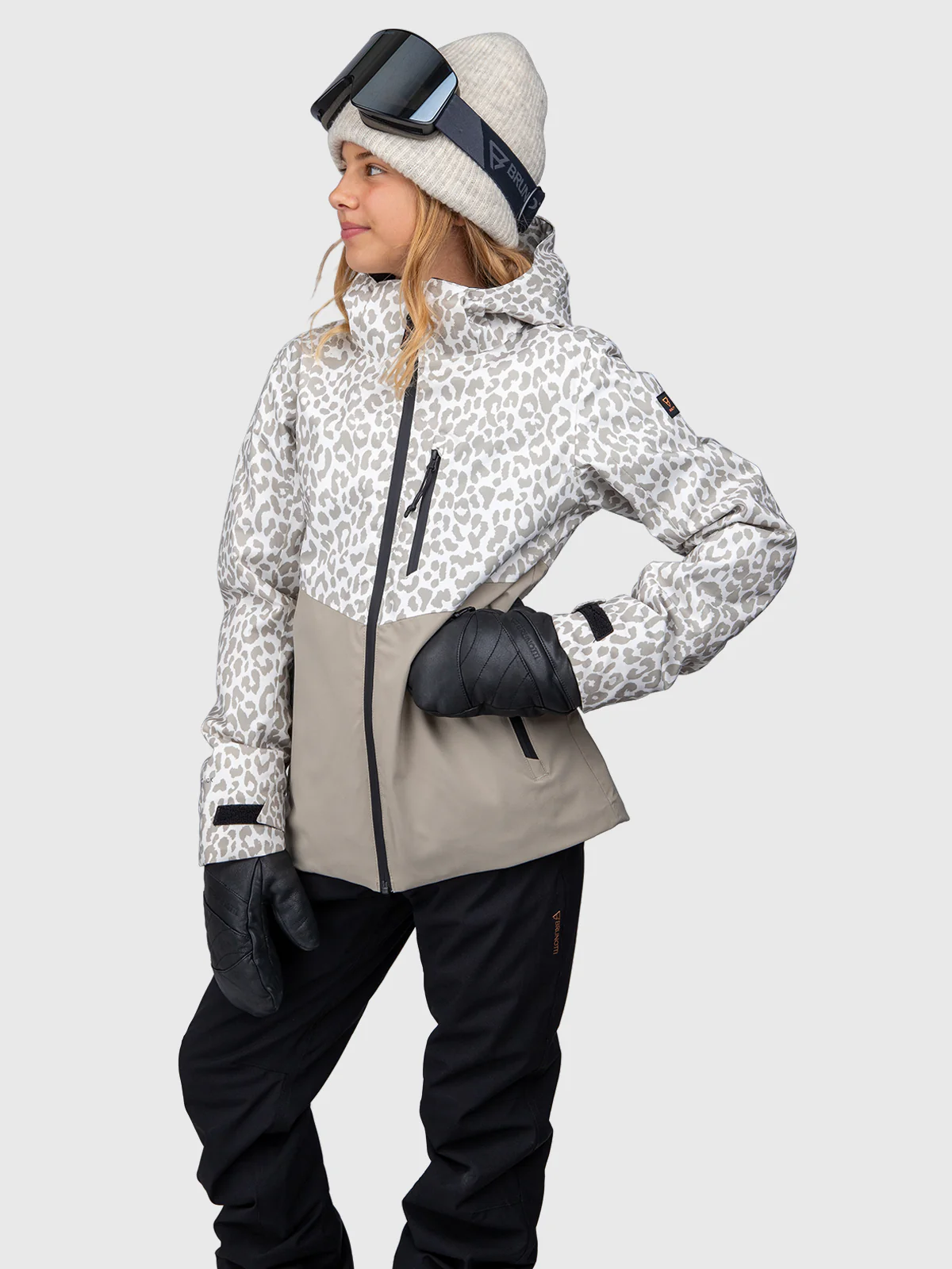 Teallasy-Print Girls Snow Jacket | Leopard Snow - Image 4