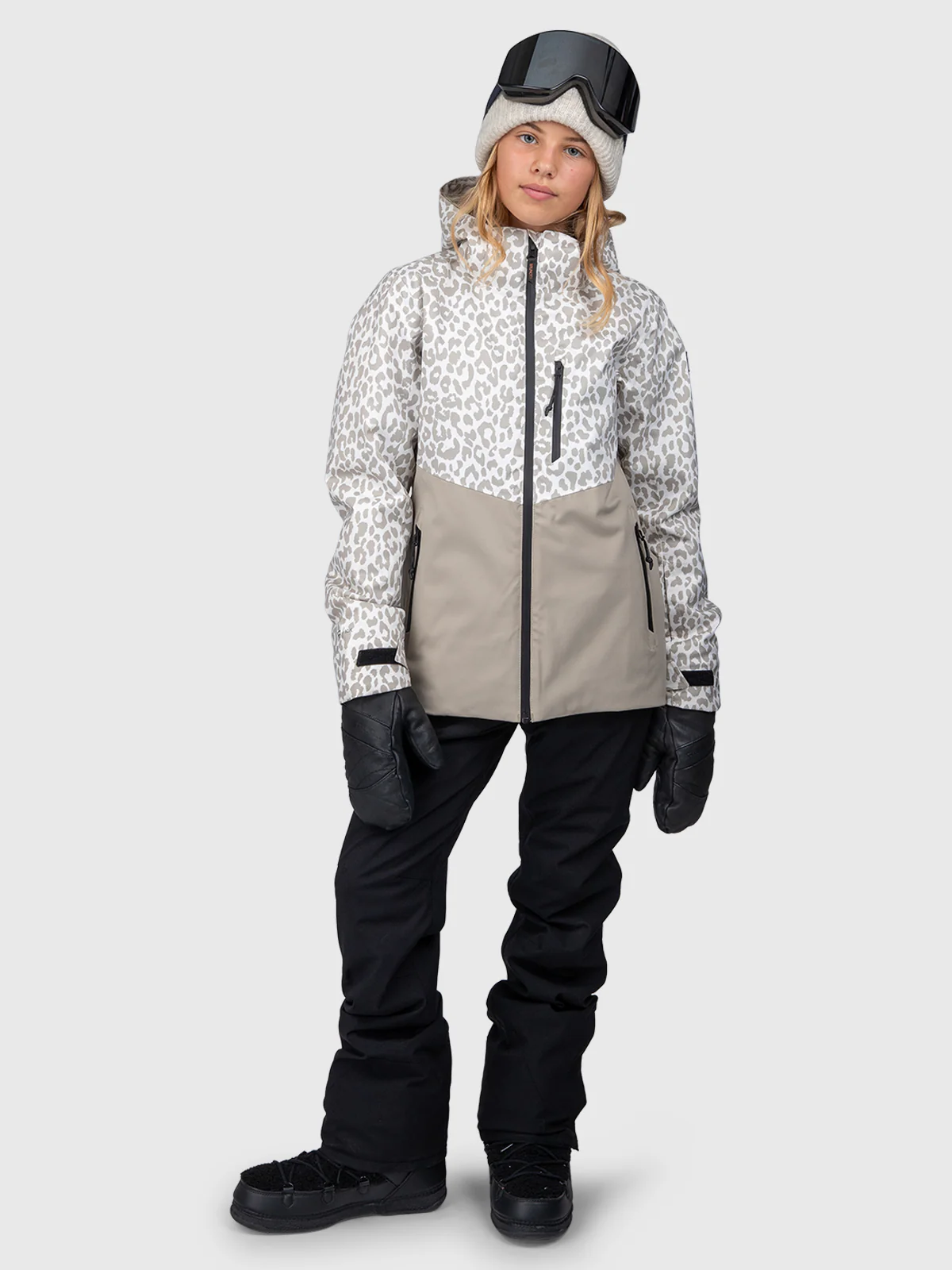 Teallasy-Print Girls Snow Jacket | Leopard Snow - Image 5