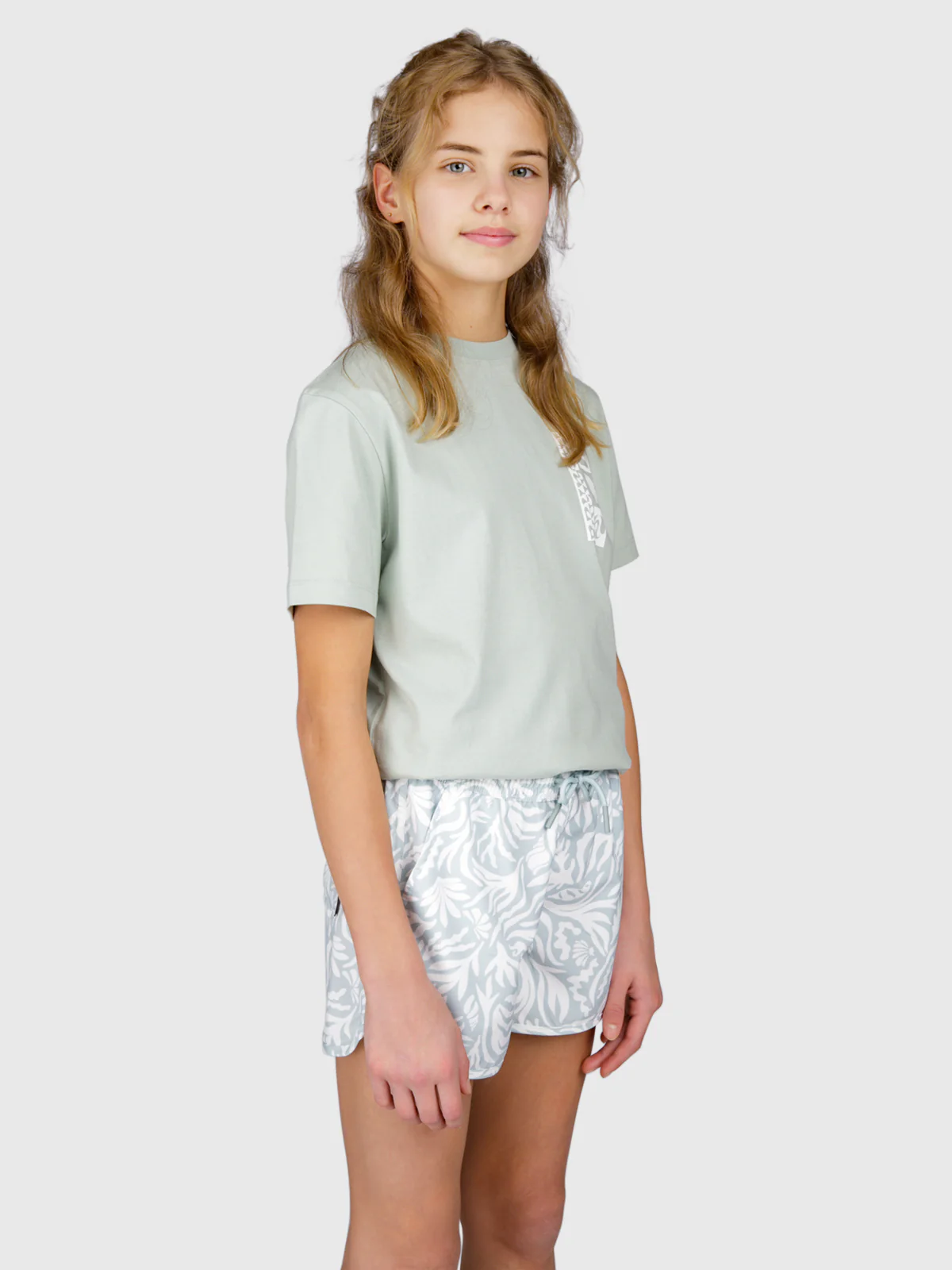 Tulya-Print Girls Swim Shorts | Aqua Grey - Image 4
