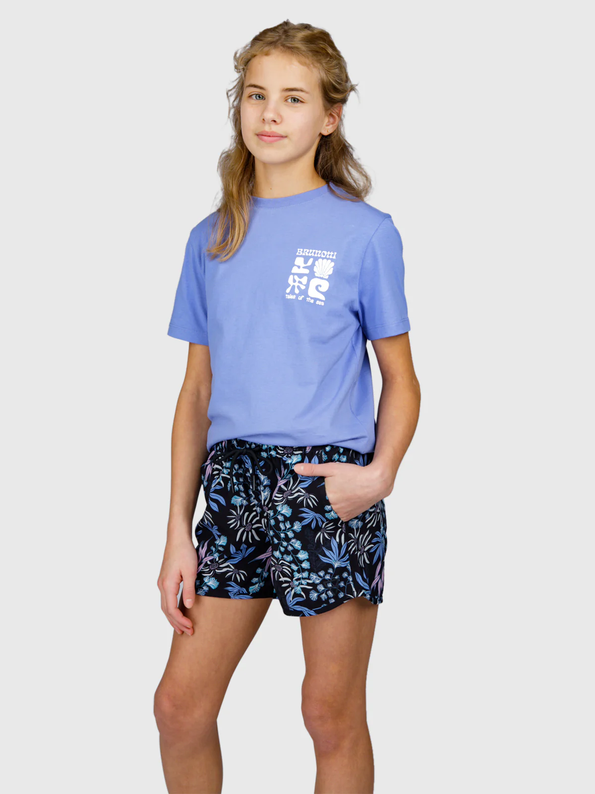 Tulya-Print Girls Swim Shorts | Black - Image 2