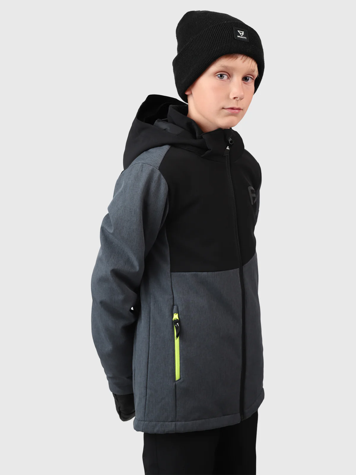 Twinstroky Boys Softshell Snow Jacket | Dark Grey Melee - Image 3